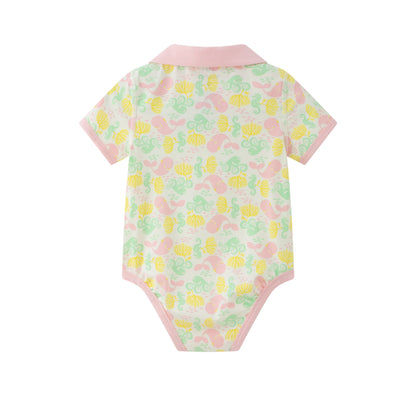 Baby Girl's Whale Print Organic Cotton Romper