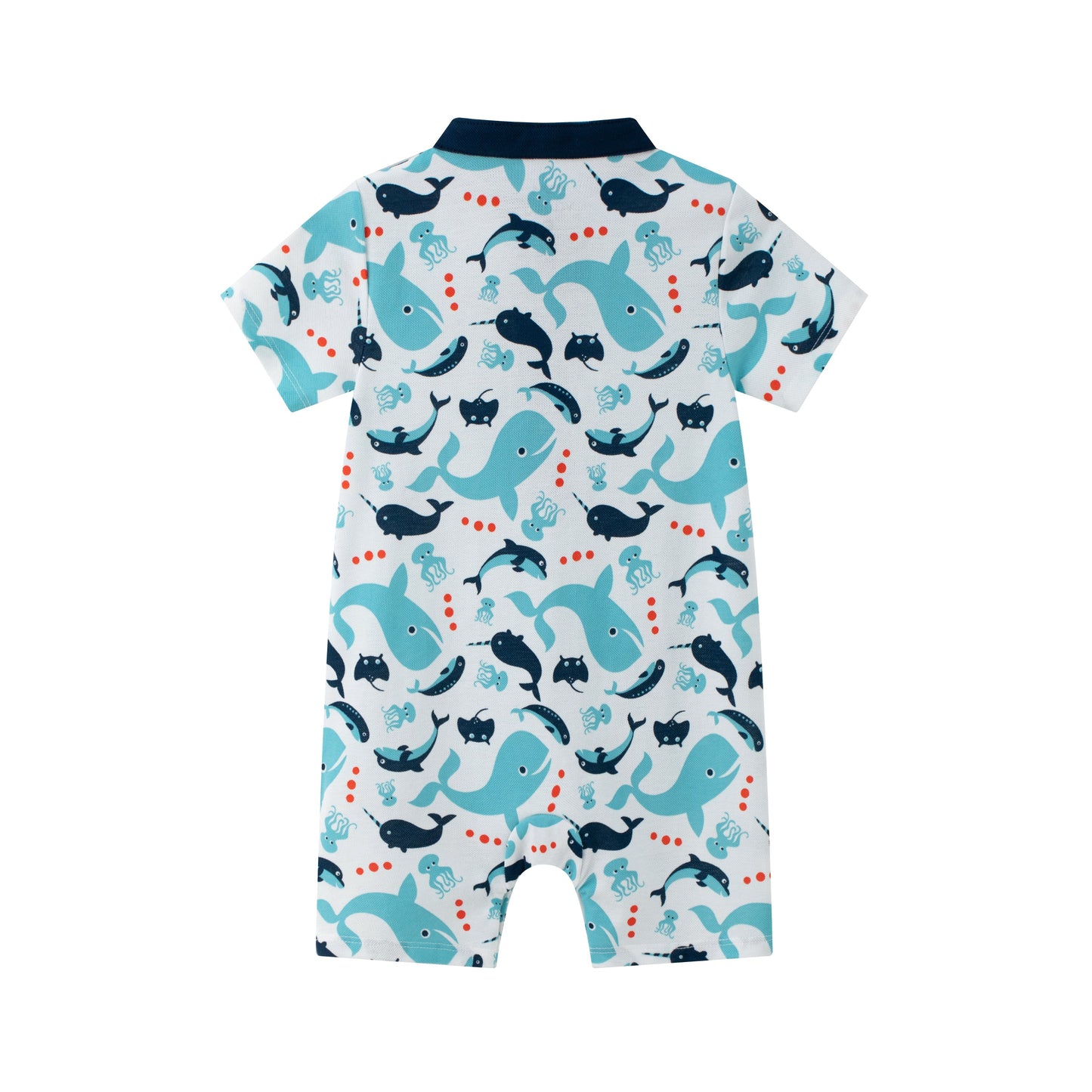 Baby Boy Short Sleeves Whale Printed Romper