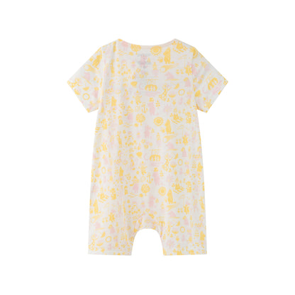 Baby Girl All Over Print Short Sleeve Romper