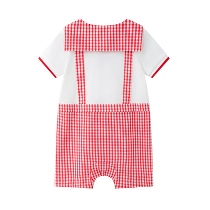 Baby Plaid Pattern Short Sleeve Romper