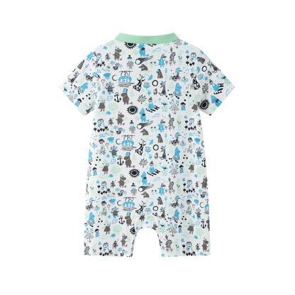 Baby Boy Moomin All Over Print Romper With Pocket