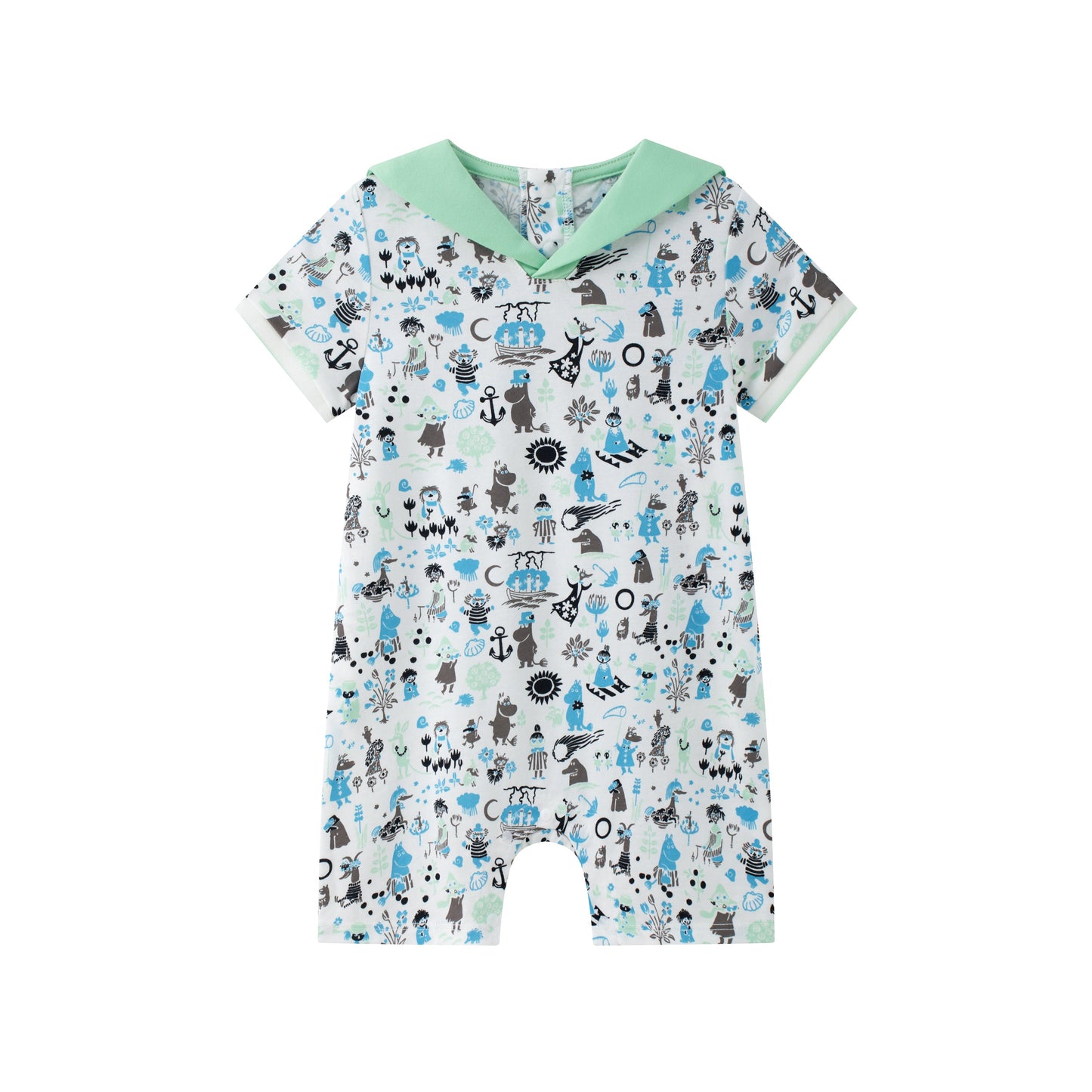 Baby Boy Moomin All Over Print Romper With Shape Collar