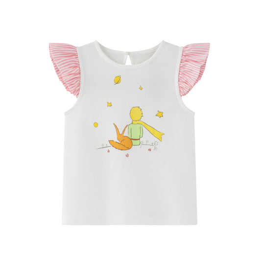 Baby Girl Yarn Dyed Stripe Little Prince Print T-Shirt