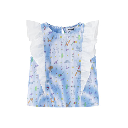 Toddler Girl Yarn Dyed Stripe Layer Top