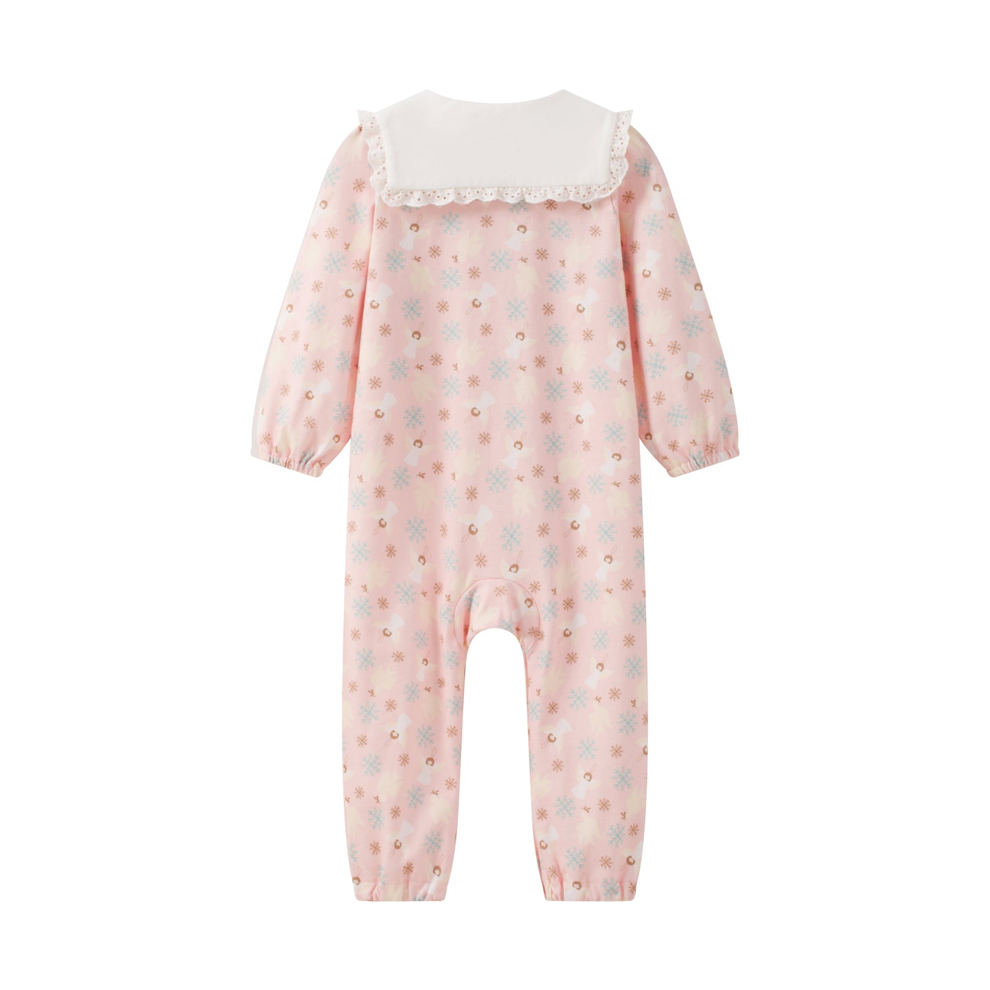 Angel-Print Puritan Collar Romper