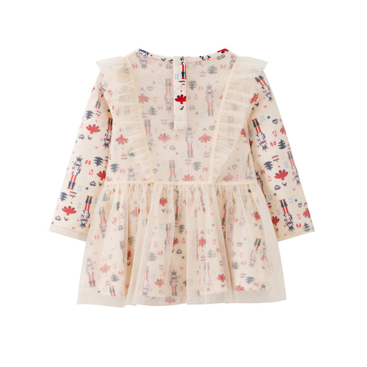 Nutcracker-Print Layered Dress