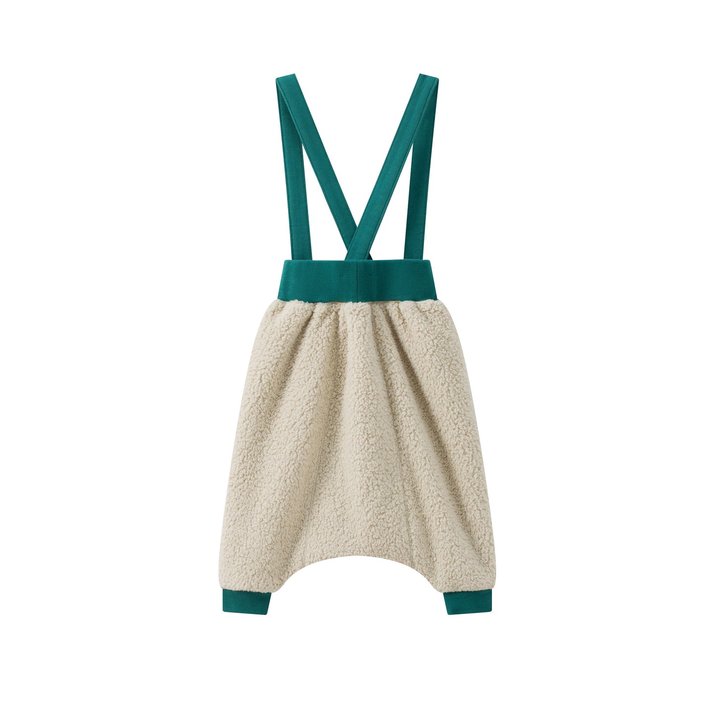 Bear-Embroidered Teddy Suspender Pants