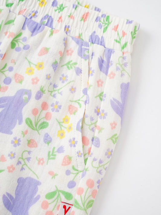 Kid All-Over Bunny Print Flare Pants