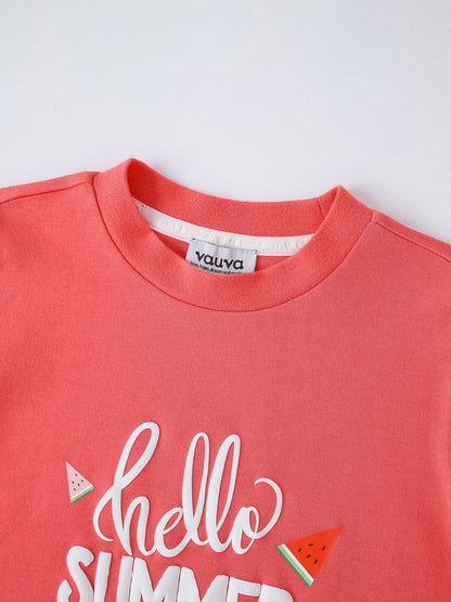 Kid Long Sleeve 2-Layer Slogan Print Tee
