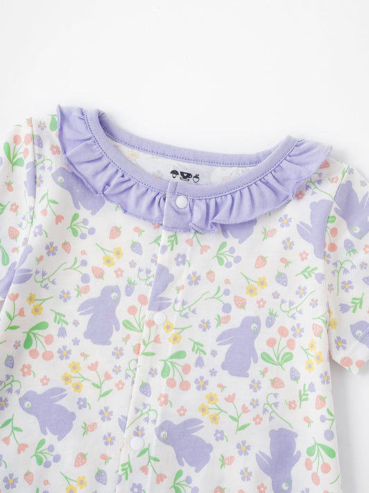 Baby Ruffle Collar All-Over Bunny Print Romper