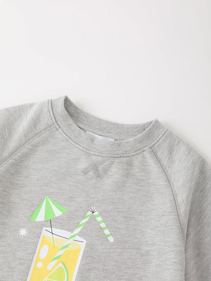 Kid Short Raglan Sleeve Lemon Tea Print Tee