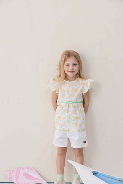 Toddler Girl Fish All Over Print Short Sleeve Dress