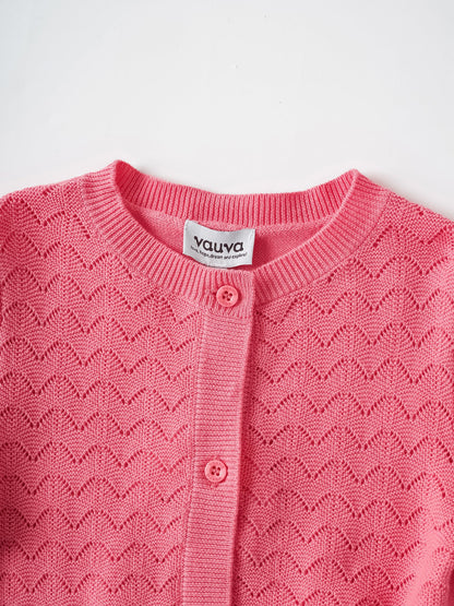 Kid Logo Patch Pointelle Cardigan