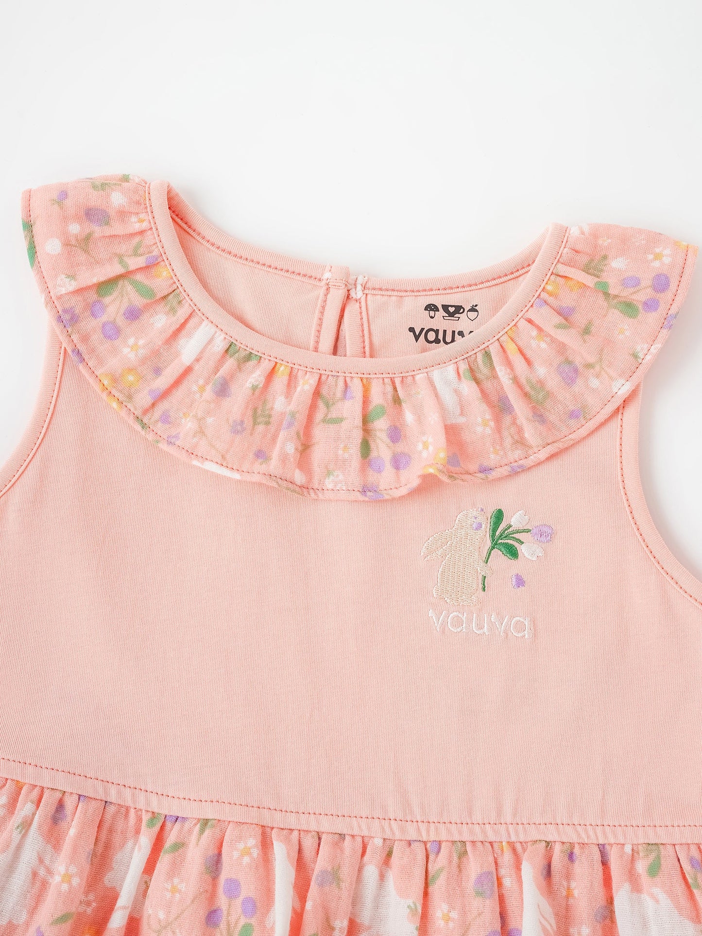Kid Sleeveless All-Over Bunny Print Layered Dress