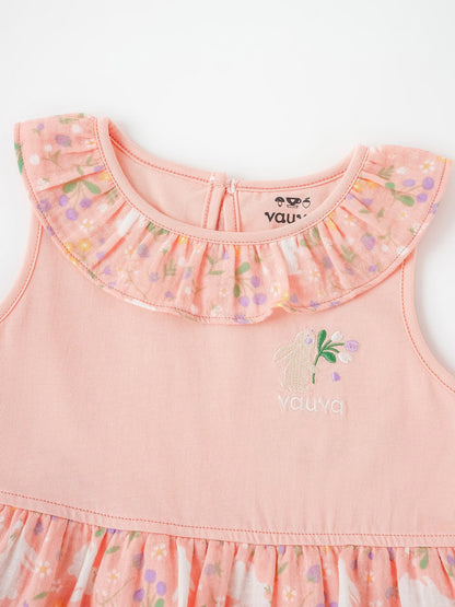 Kid Sleeveless All-Over Bunny Print Layered Dress