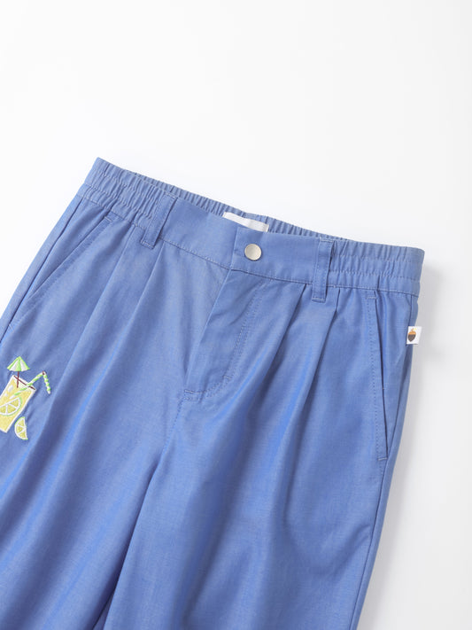 Kid Lemon Tea Print Barrel Pants