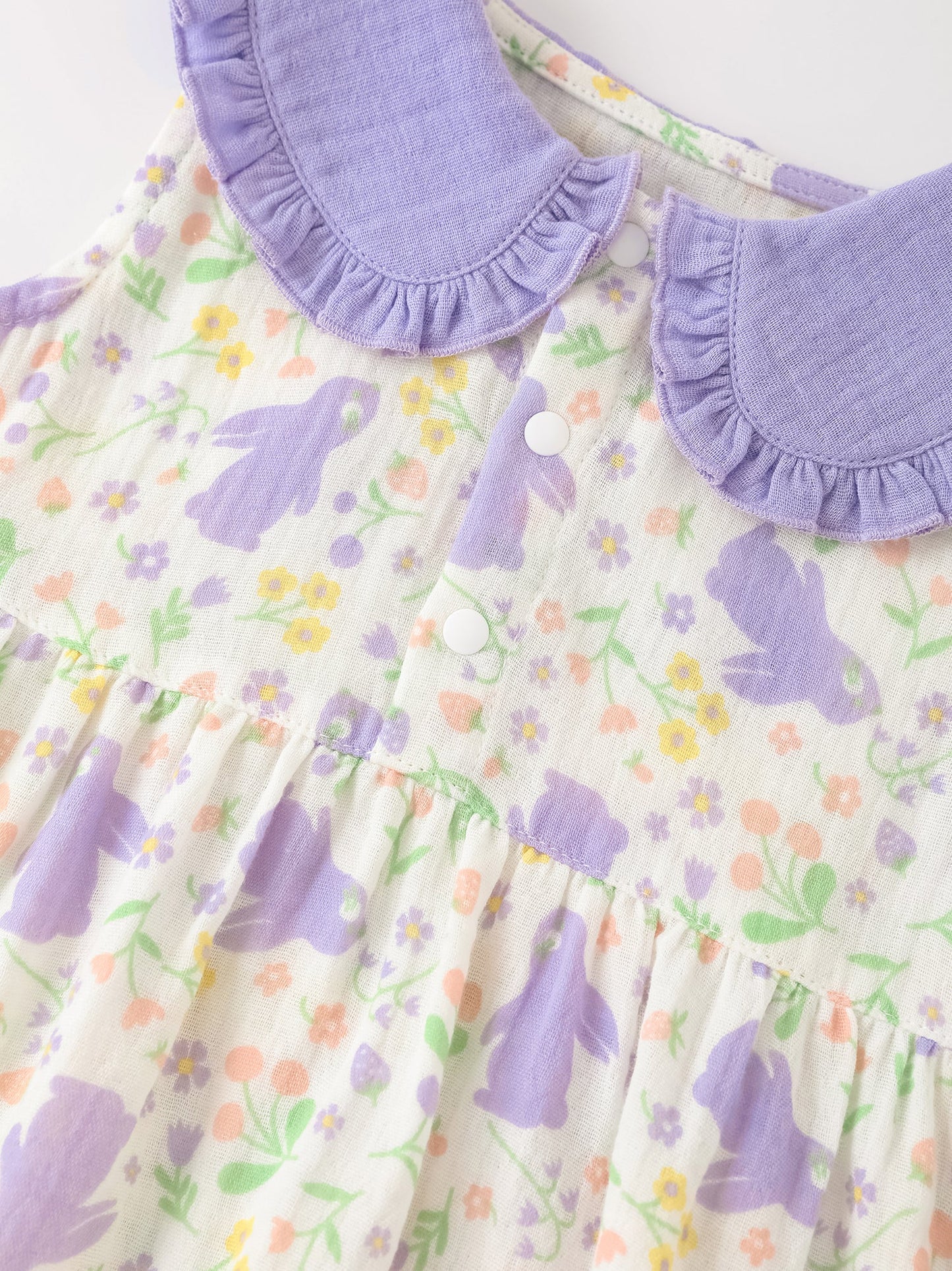 Baby Babydoll Collar Sleeveless All-Over Bunny Print Dress & Knicker Set
