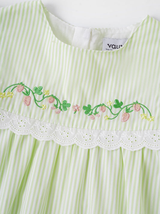 Kid Lace-Trimmed Ruffle Sleeve Dress