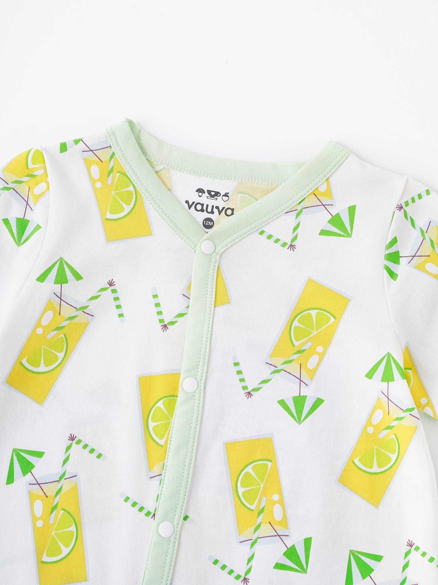 Baby Short Sleeve All-Over Lemon Tea Print Romper