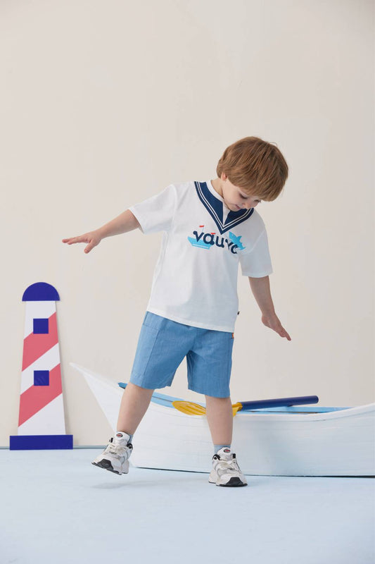 Toddler V Neck Logo Print T-Shirt Top