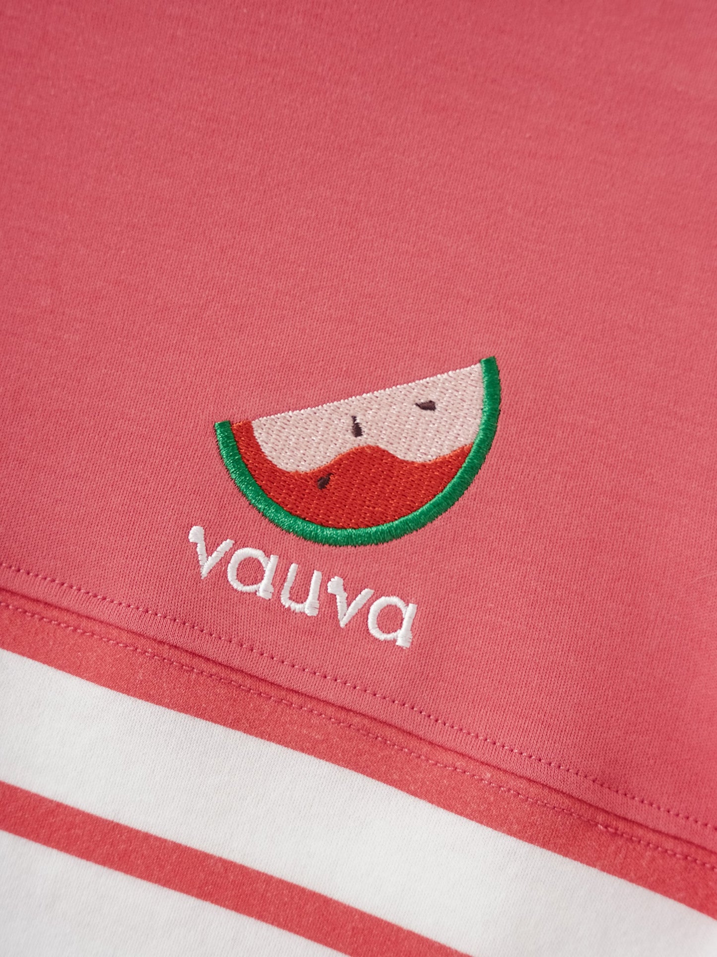Kid Short Sleeve Watermelon Embroidery Two-Tone Tee