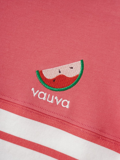 Kid Short Sleeve Watermelon Embroidery Two-Tone Tee