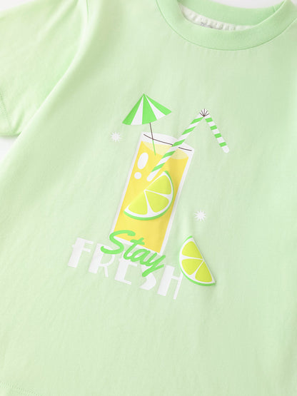 Kid Short Sleeve Lemon Tea Print Tee