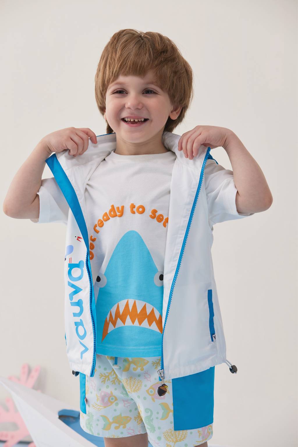 Toddler Print Vest With Hat Uv Protection