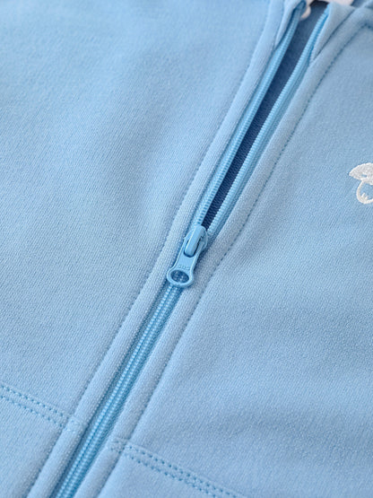 Kid Long Sleeve Embroidery Zipped Hoodie