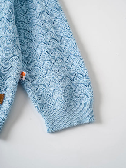 Kid Logo Patch Pointelle Cardigan