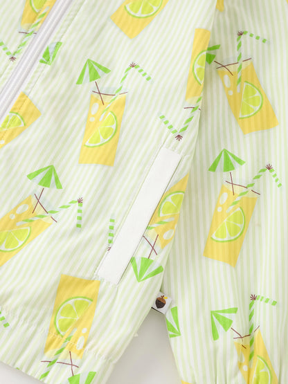 Kid All-Over Lemon Tea Print Zipped Bomber Jacket