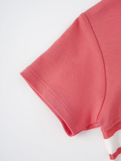Kid Short Sleeve Watermelon Embroidery Two-Tone Tee