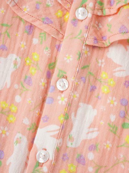 Kid All-Over Bunny Print Frills Top