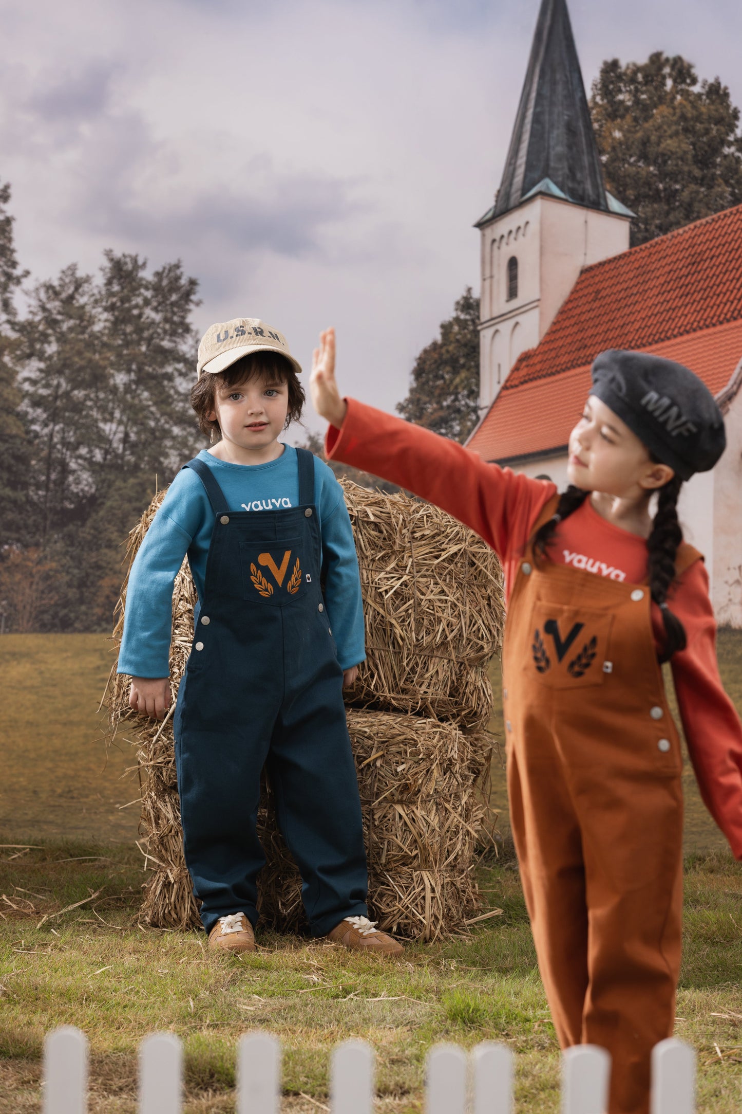 Kid Embroidered Cotton Dungarees