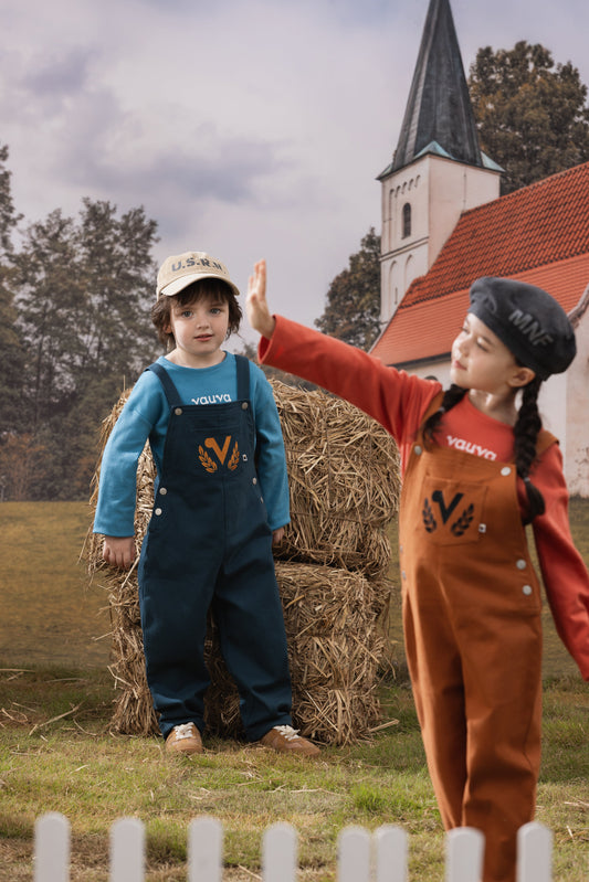 Kid Embroidered Cotton Dungarees