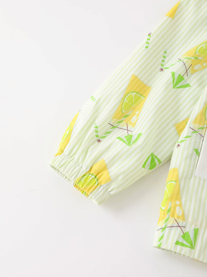 Kid All-Over Lemon Tea Print Zipped Bomber Jacket