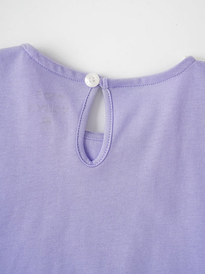Kid Signature Collar Short Sleeve Bunny Print Tee