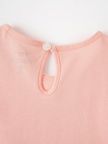 Kid Signature Collar Short Sleeve Bunny Print Tee