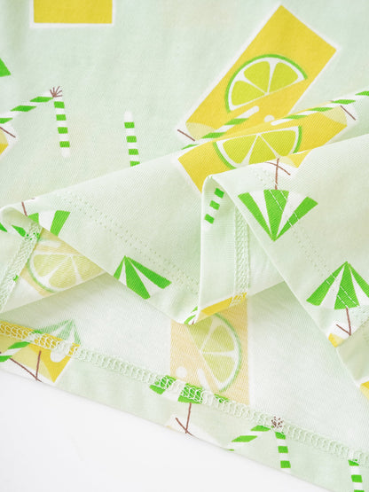 Kid Short Sleeve All-Over Lemon Tea Print Pocket Tee