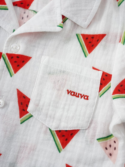 Kid Short Sleeve All-Over Watermelon Print Shirt