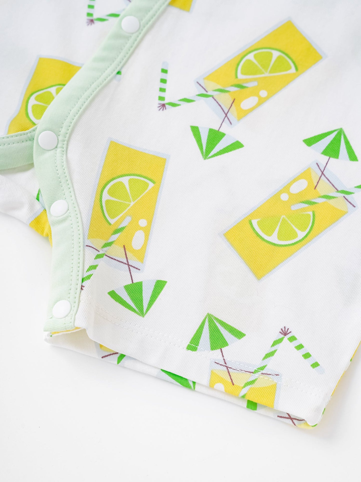 Baby Short Sleeve All-Over Lemon Tea Print Romper