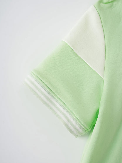 Kid Short Sleeve Logo Embroidery Zipped Hoodie