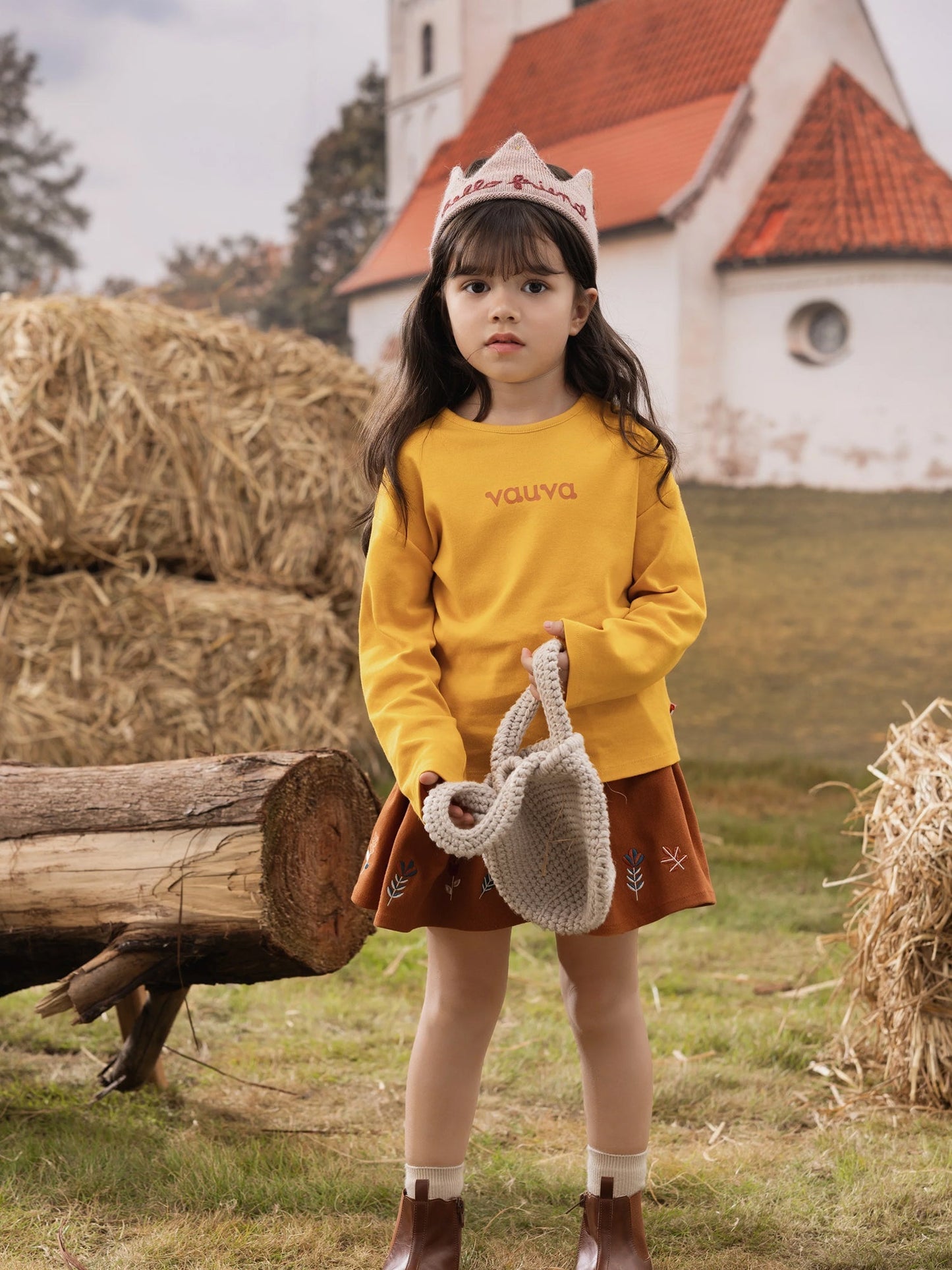 Kid Cotton Long Sleeve Crewneck T-Shirt