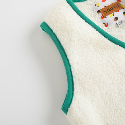 Bear-Embroidered Teddy Gilet