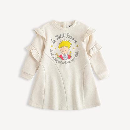 Character-Print Ruffle Sleeves Sweatdress