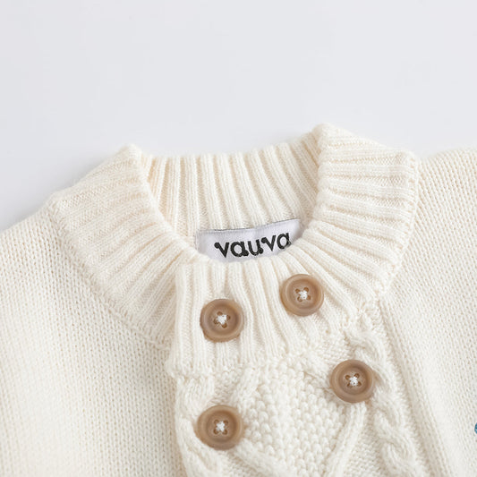 Embroidered Stand-Up Collar Cardigan