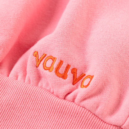 Girls Embroidery Flower On Shoulders Sweatshirt