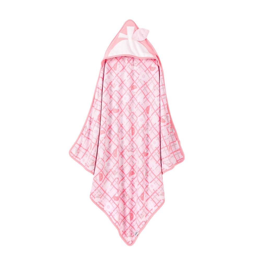 Baby Girls Love And Flowers On Checked Organic Cotton Blanket
