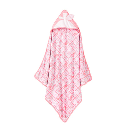 Baby Girls Love And Flowers On Checked Organic Cotton Blanket