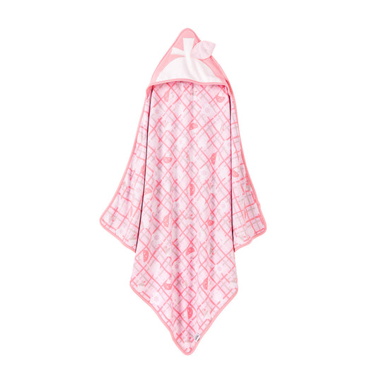 Baby Girls Love And Flowers On Checked Organic Cotton Blanket